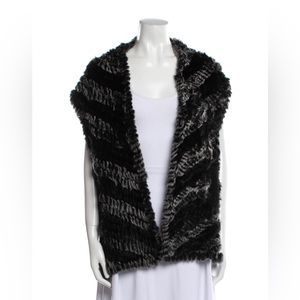 Marc by Marc Jacobs Wool striped rabbit Fur Jacket cape